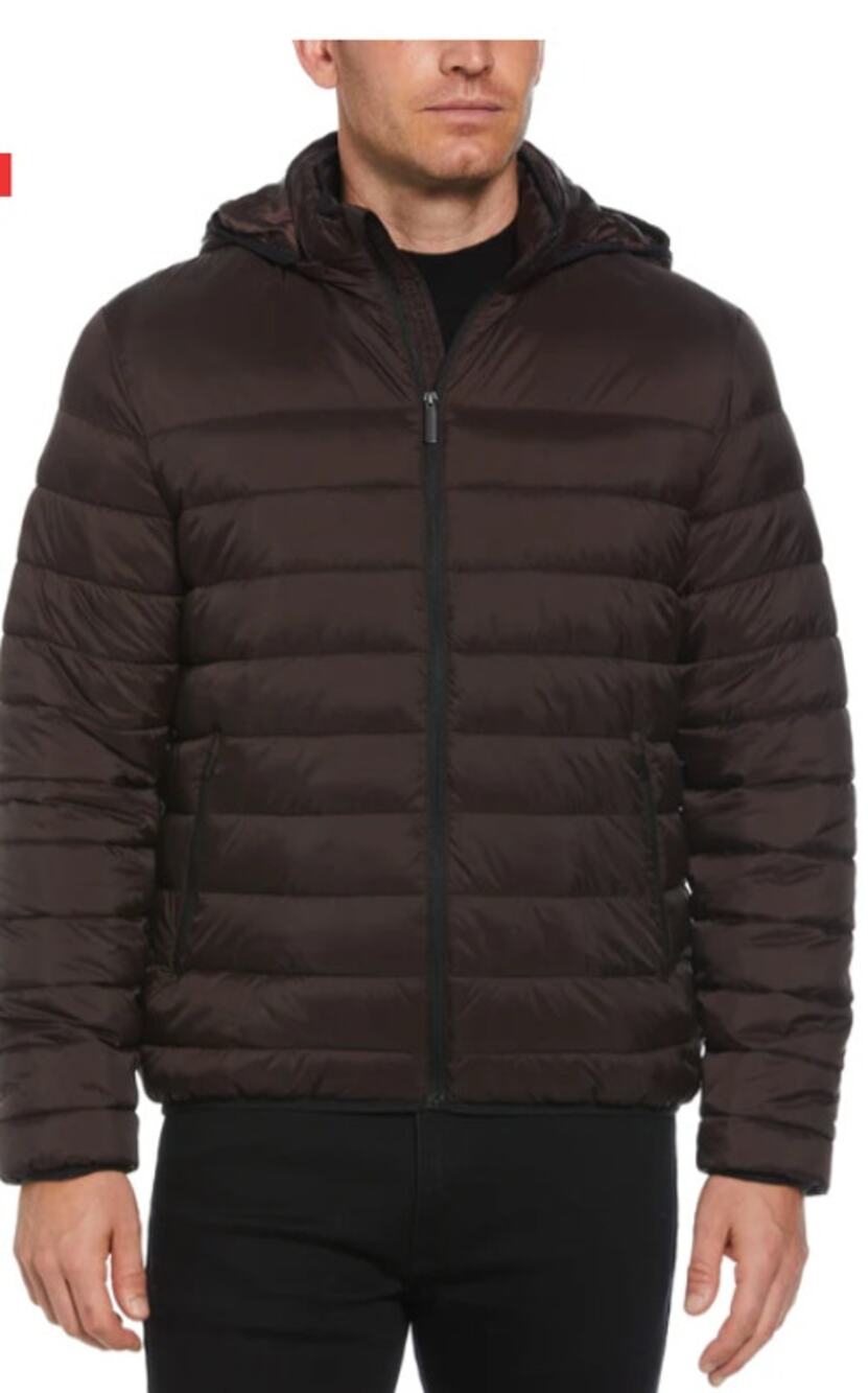 Perry Ellis Men’s XXL Lightweight Hooded Puffer Jacket–Chocolate Brown Mole–NWT